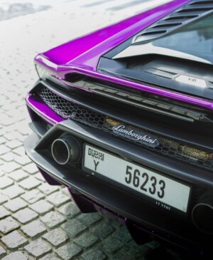 Lamborghini Huracán EVO Spyder 2024 Purple rental in Dubai - Luxeridez