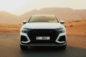 Audi RS Q8 2024 luxury car hire in Dubai with V8 twin-turbo engine