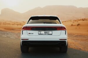 Audi RS Q8 2024 luxury car hire in Dubai with V8 twin-turbo engine