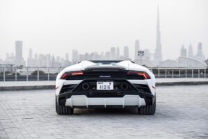 Lamborghini Huracán EVO Spyder 2024 White rental in Dubai - Luxeridez